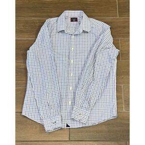 Untuckit Men's  Shirt Medium Long Sleeve Button Up Blue Gingham Check WF